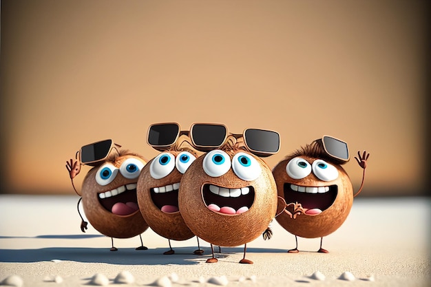 un grupo de personajes de dibujos animados con gafas de sol en la cabeza y un par de gafas de sol.