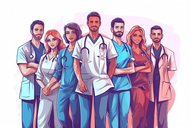 un grupo de personal médico de médicos y enfermeras