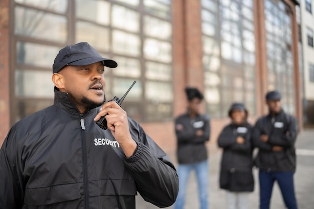 Grupo de personal de seguridad en el evento