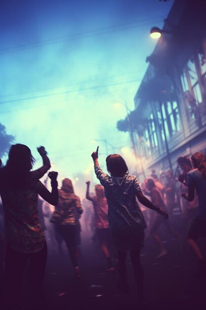 Foto un grupo de personas bailando en una calle