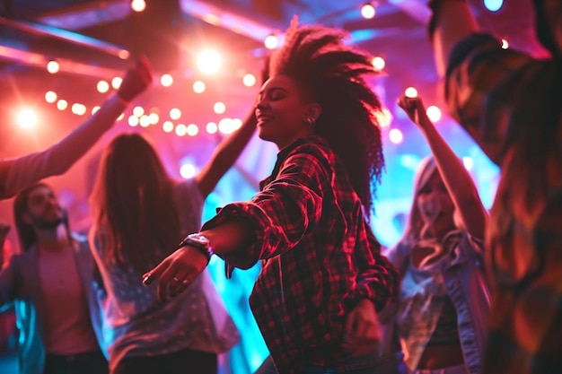 un grupo de personas bailando en una fiesta