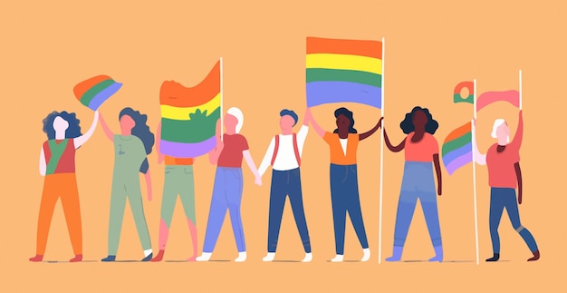 Un grupo de personas con banderas del arco iris y la palabra haití en la parte inferior.
