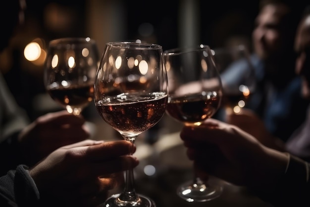 Un grupo de personas brindando con copas de vino