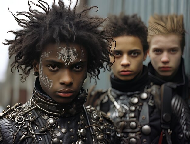 Foto un grupo de personas con el cabello pintado como negro y plateado