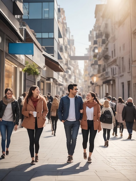 Grupo de personas caminando por una calle con confianza Empresarios y mujeres de negocios viajando juntos