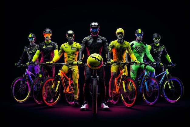 Foto un grupo de personas con cascos y uno tiene un casco amarillo