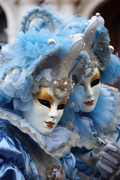 Un grupo de personas celebra el carnaval veneciano