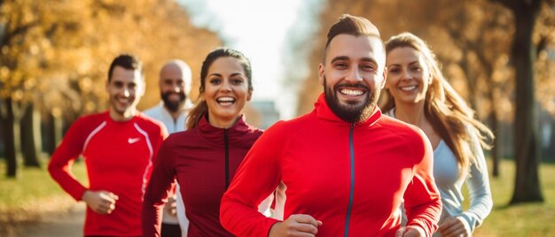 Foto un grupo de personas corriendo en un parque