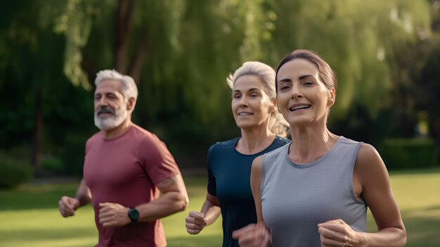 Un grupo de personas corriendo en un parque.