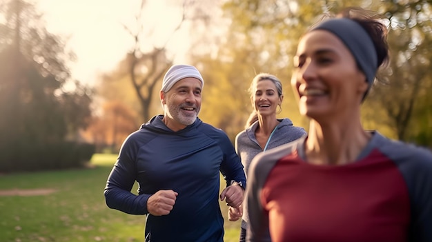 Un grupo de personas corriendo en un parque.