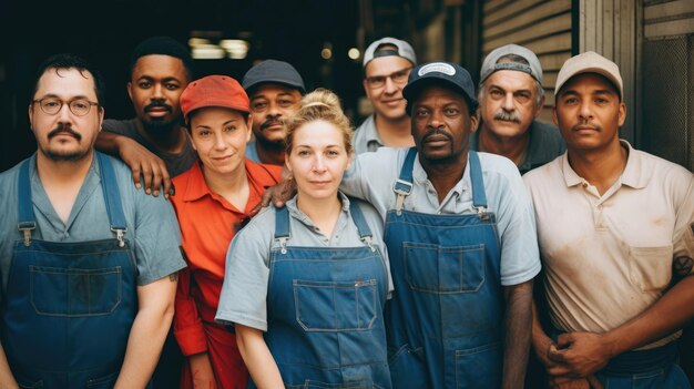 Foto grupo de personas diversas que llevan uniformes de trabajo