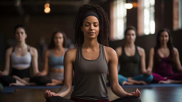 Grupo de personas están haciendo yoga