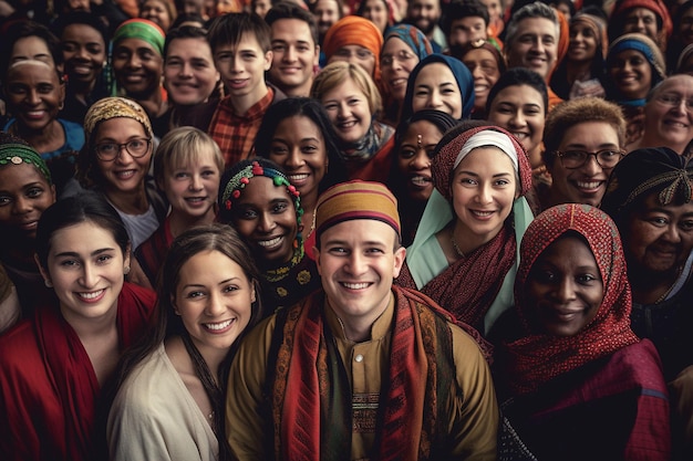 Un grupo de personas están juntas y sonriendo.