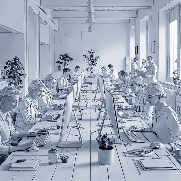un grupo de personas están sentadas en una mesa con computadoras portátiles y la palabra cita en ella cita