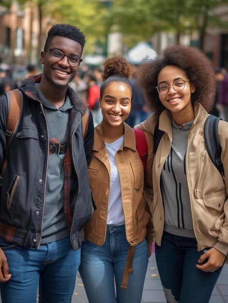 Foto un grupo de personas están sonriendo y posando para una foto.