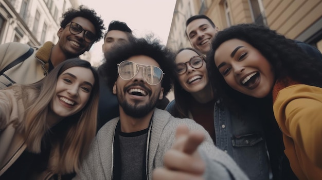 Un grupo de personas están sonriendo y riendo juntos.