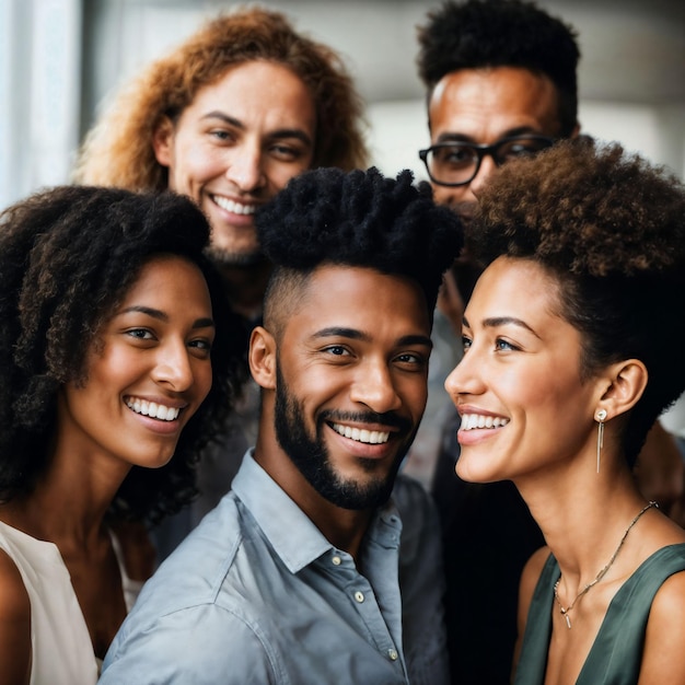 grupo de personas felices que trabajan en la oficina de IA generativa