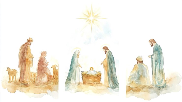 un grupo de personas frente a una estrella que dice "Jesús"