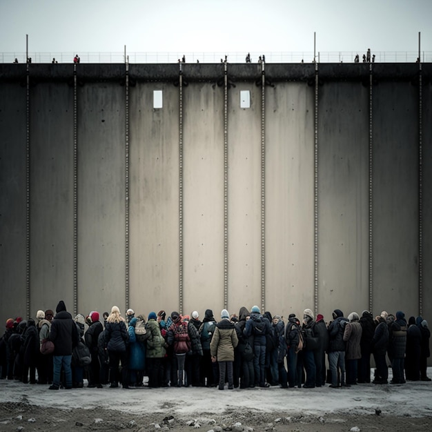 Un grupo de personas se para frente a una pared que dice "la palabra".