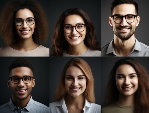 Foto un grupo de personas con gafas y una camisa negra.