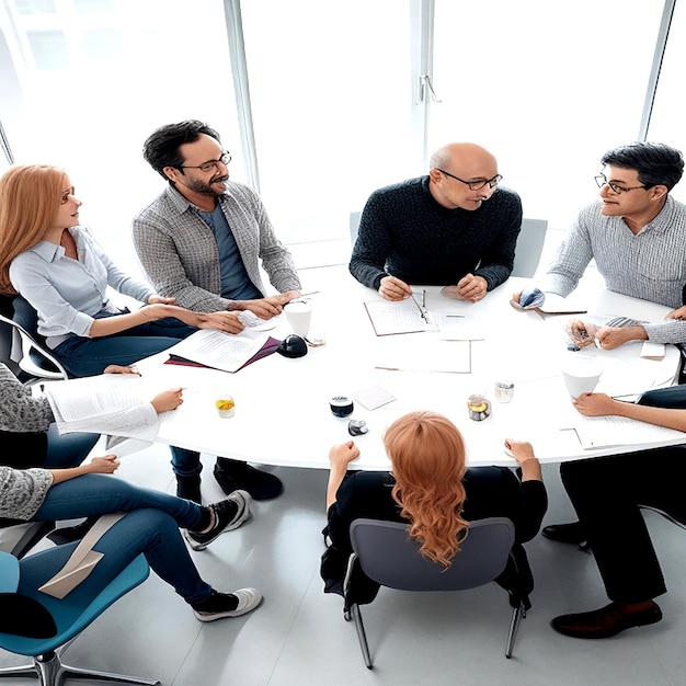 Grupo de personas generando una reunión de lluvia de ideas