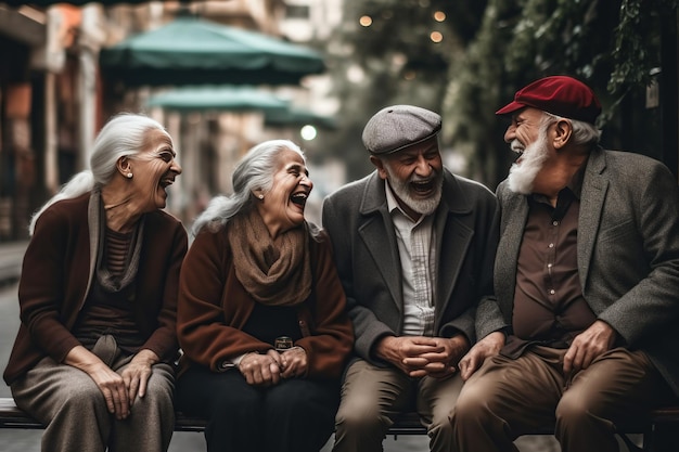 Grupo de personas mayores que se unen al aire libre Grupo de amigos maduros que pasan tiempo juntos