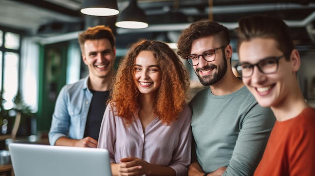 Un grupo de personas mirando una computadora portátil