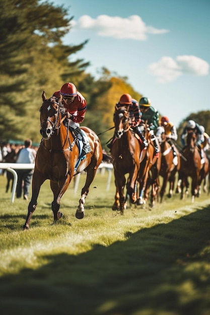 Foto un grupo de personas montadas en las espaldas de caballos