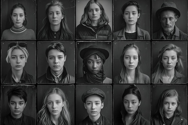 Foto un grupo de personas se muestra en una foto en blanco y negro