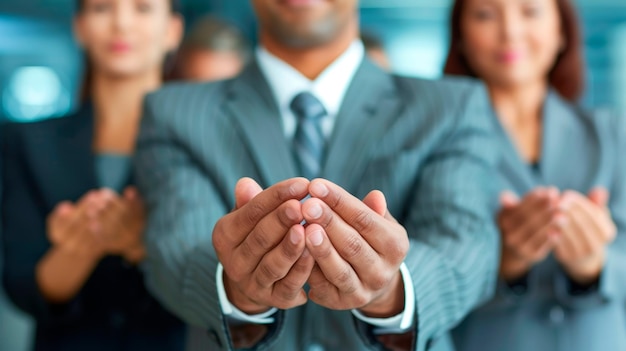 Foto grupo de personas de negocios con las manos juntas ia generativa