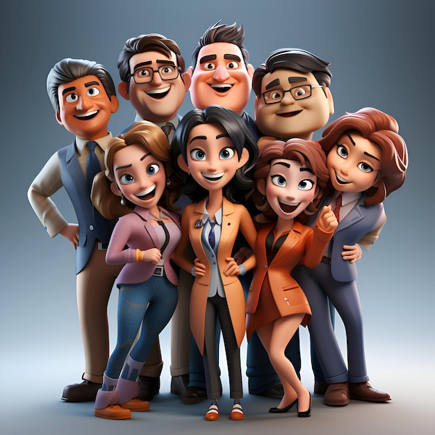 Foto grupo de personas de negocios de pie juntos y sonriendo ilustración 3d