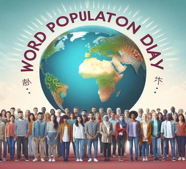 un grupo de personas de pie frente a un cartel del día mundial