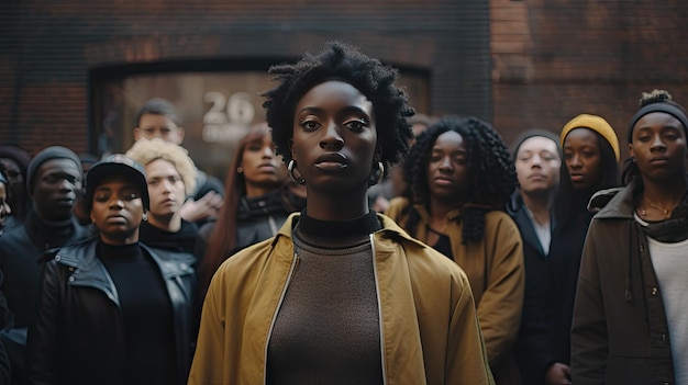 Grupo de personas de pie juntas en un evento o reunión del Mes de la Historia Negra