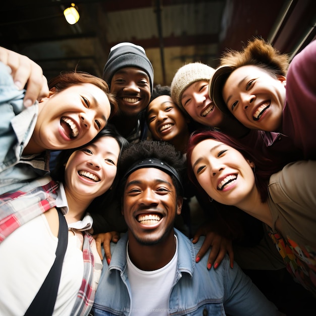 un grupo de personas posan para una foto con uno de ellos usando un sombrero de gorra