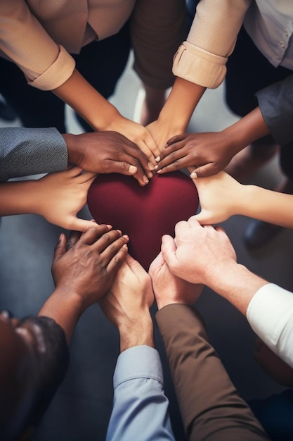 Foto un grupo de personas que se toman de la mano con uno que dice amor