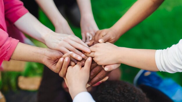 un grupo de personas que se toman de la mano