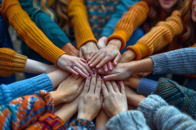 Foto un grupo de personas que se unen