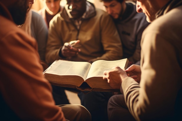 Un grupo de personas se reunió para un estudio bíblico.