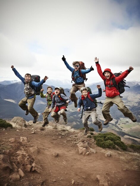 Foto un grupo de personas saltando en el aire