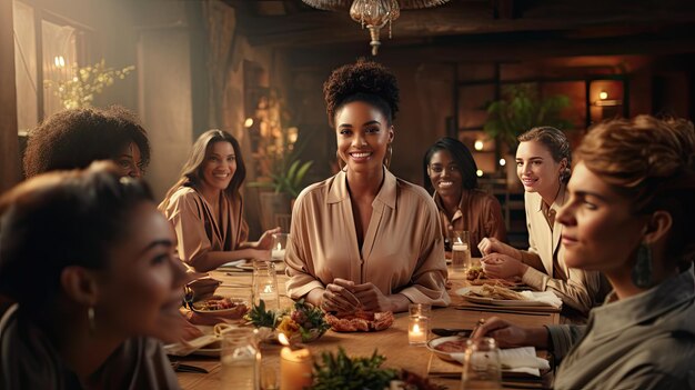 Grupo de personas sentadas alrededor de una mesa de madera discutiendo