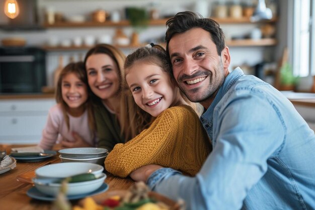 un grupo de personas sentadas alrededor de una mesa de madera