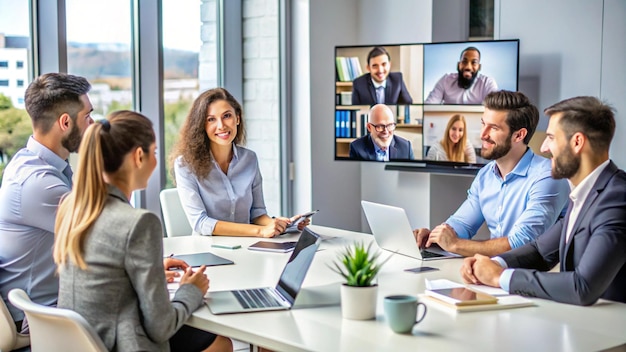 un grupo de personas sentadas alrededor de una mesa con un televisor en ella