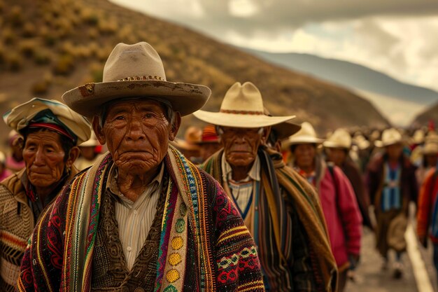 Grupo de personas con sombreros y pañuelos