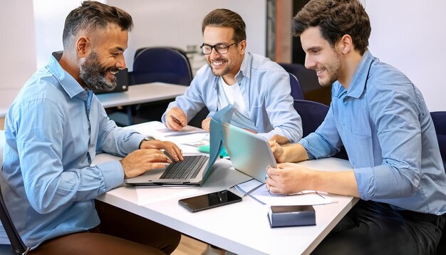 Grupo de personas trabajando juntas en una computadora portátil