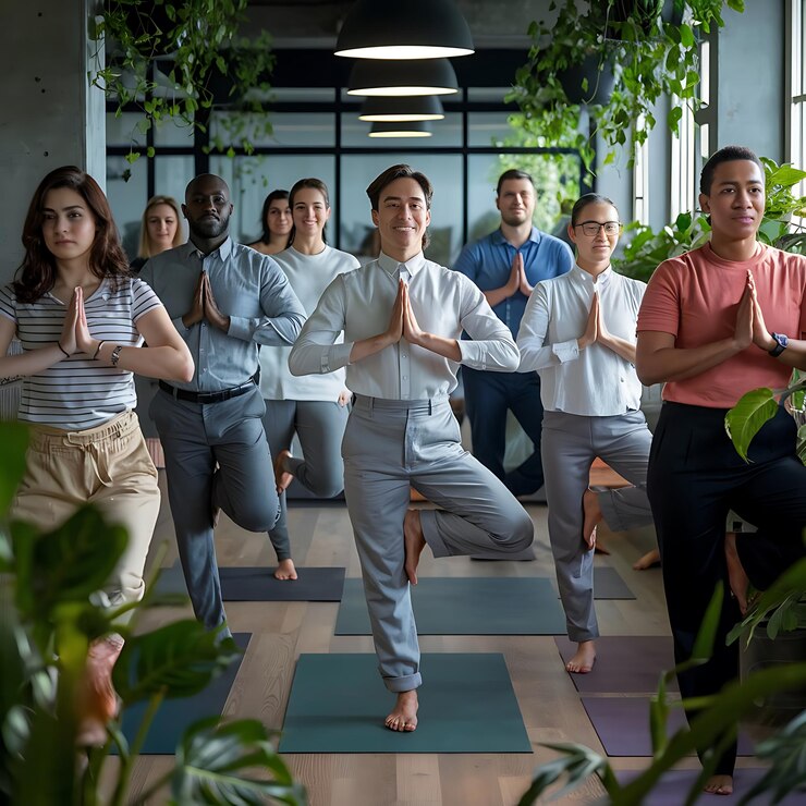 Grupo de personas de yoga y salud que viven listas para el yoga