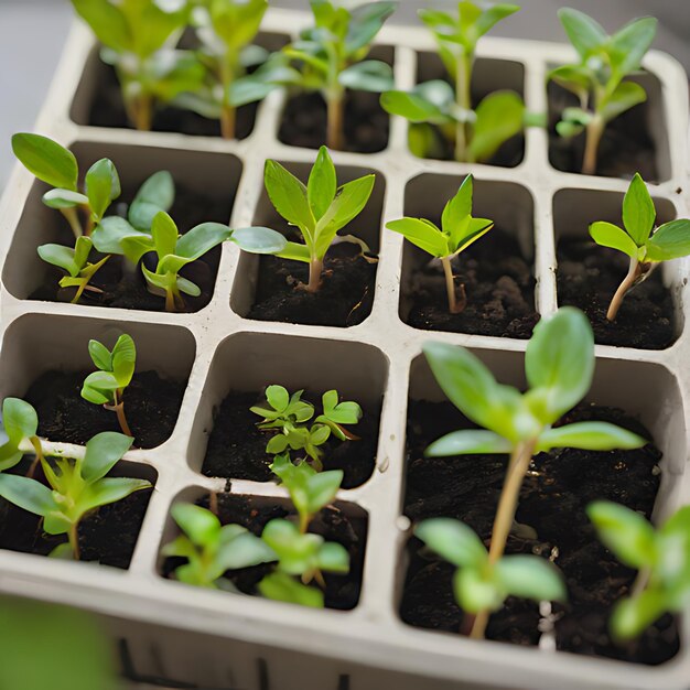 un grupo de plantas que se encuentran en un recipiente