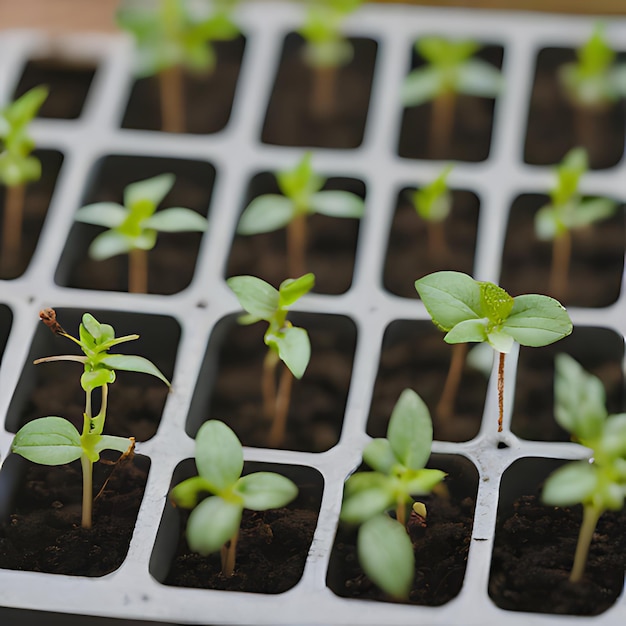 un grupo de plantas que están dentro de un recipiente