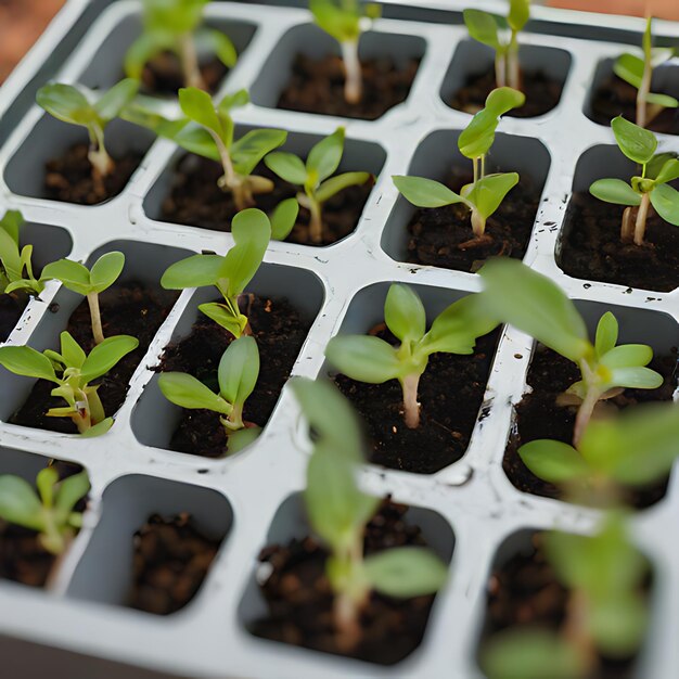 un grupo de plantas que están etiquetadas como semillas y como