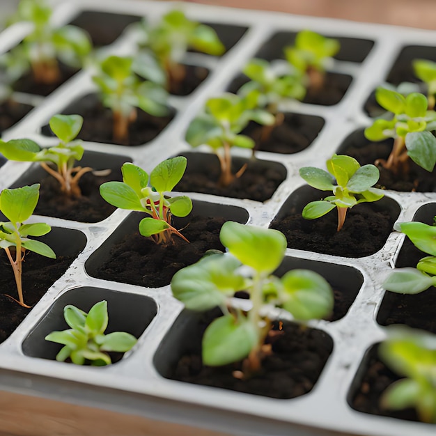 un grupo de plantas que están etiquetadas como semillas y una pequeña está etiquetada