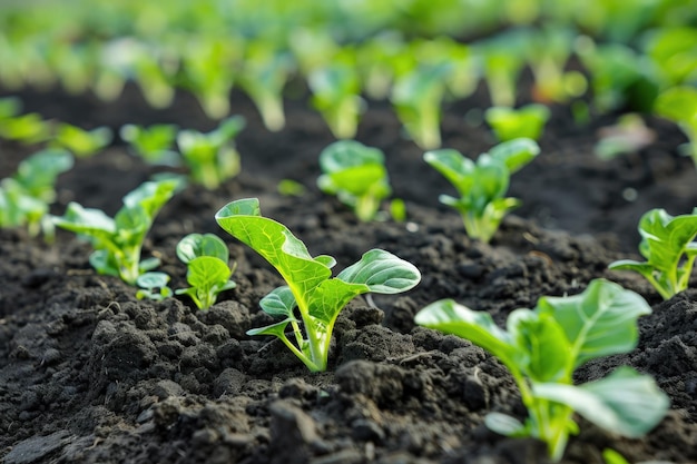 Un grupo de plantas verdes que crecen en la tierra